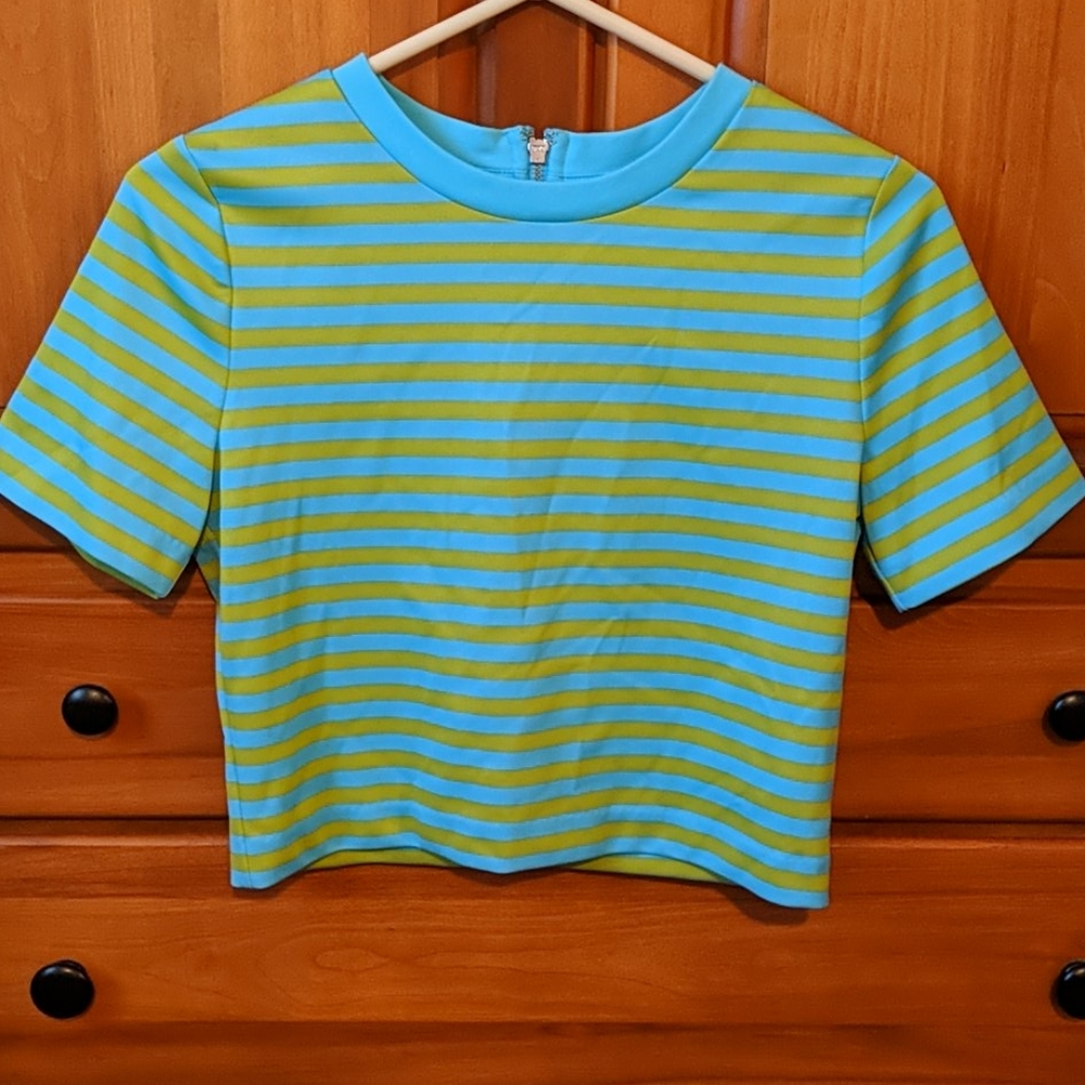 Michael Kors bright striped crop top tee